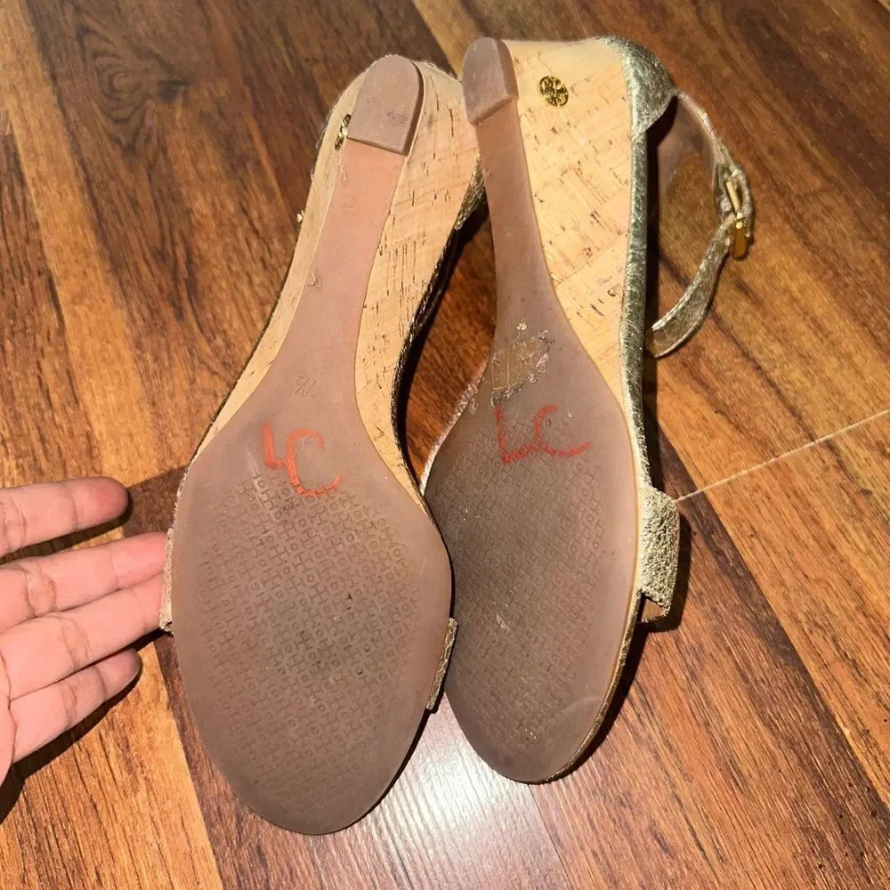 TORY BURCH Elegant Gold Ankle Strap Sandals SIZE 7.5
